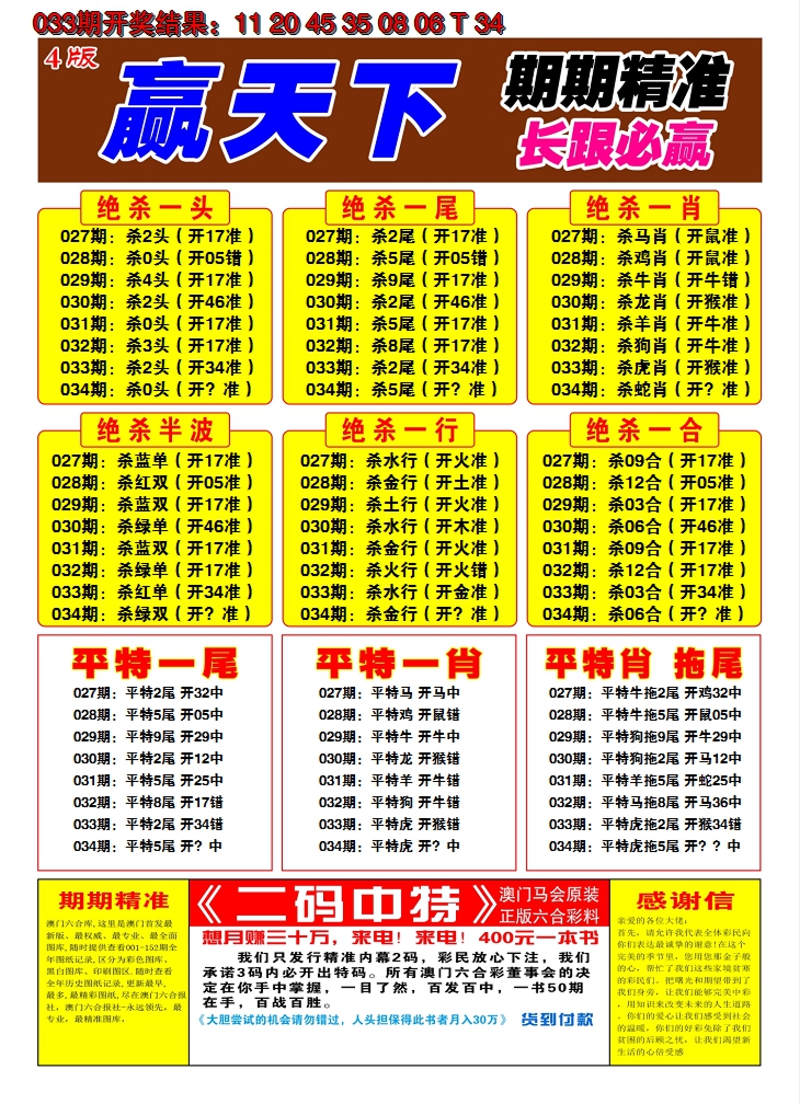 2025034期澳门赢天下C
