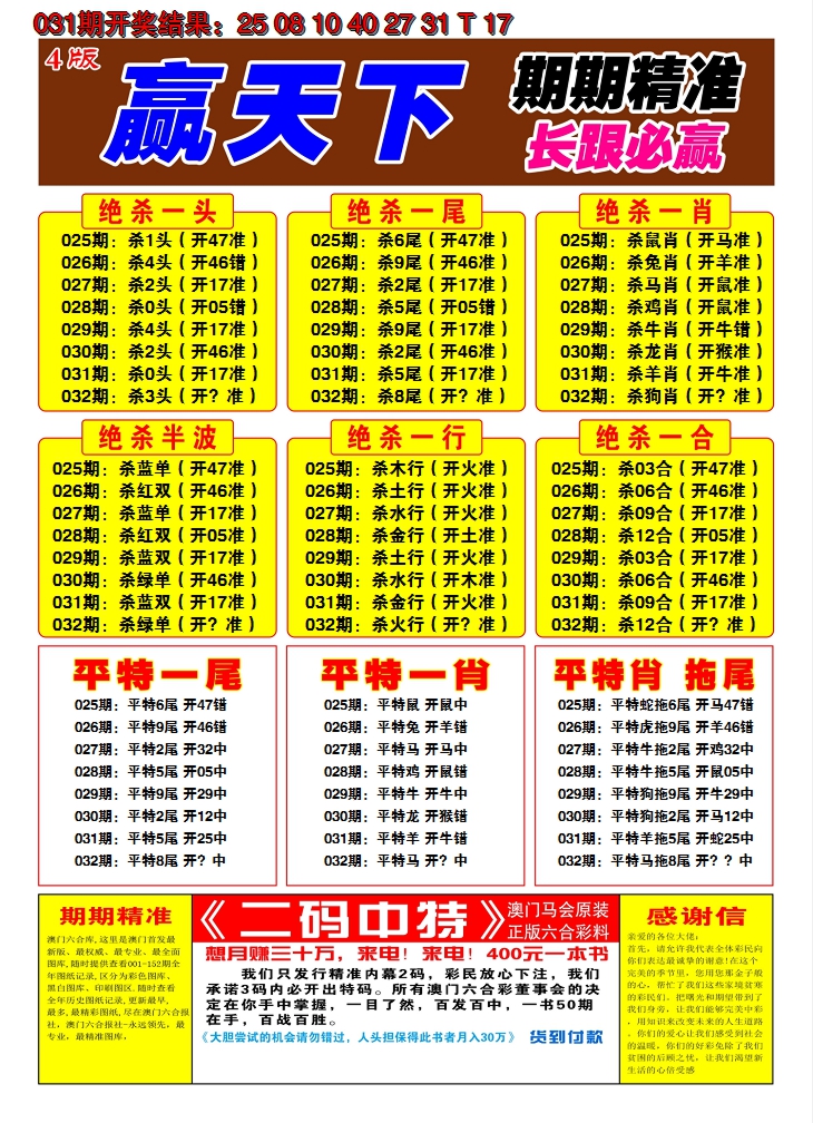 2025032期澳门赢天下C