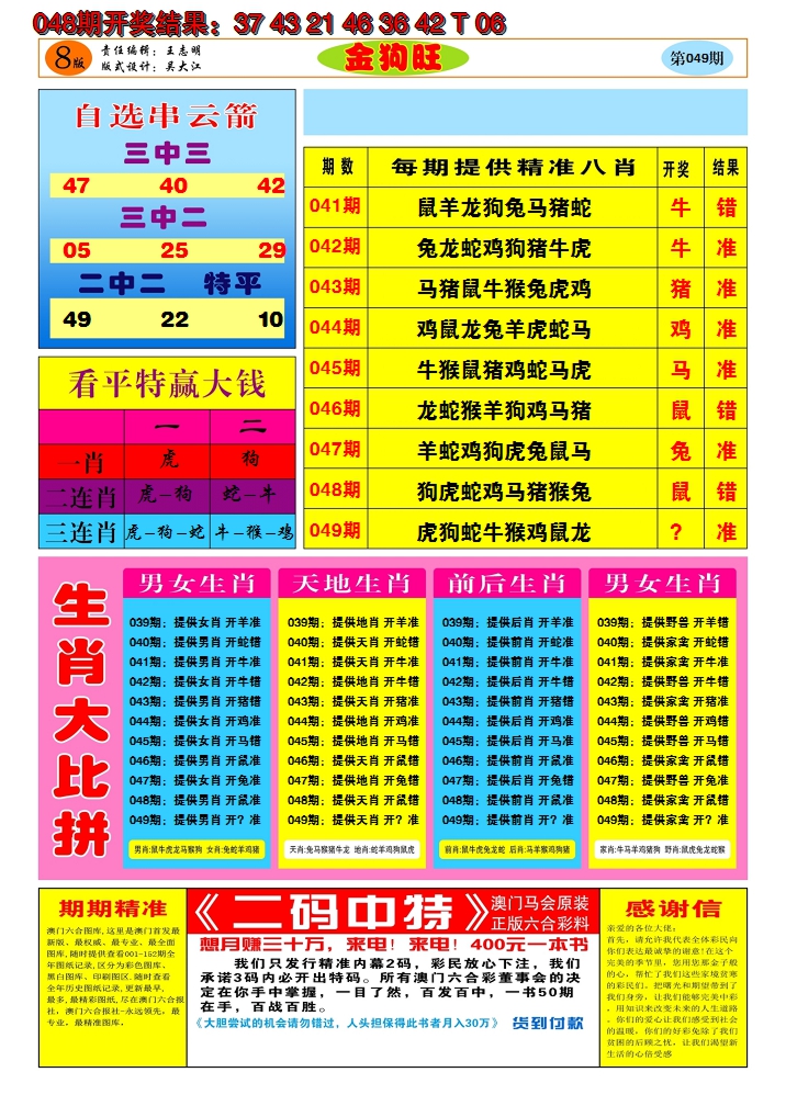 2025049期澳门金狗旺B
