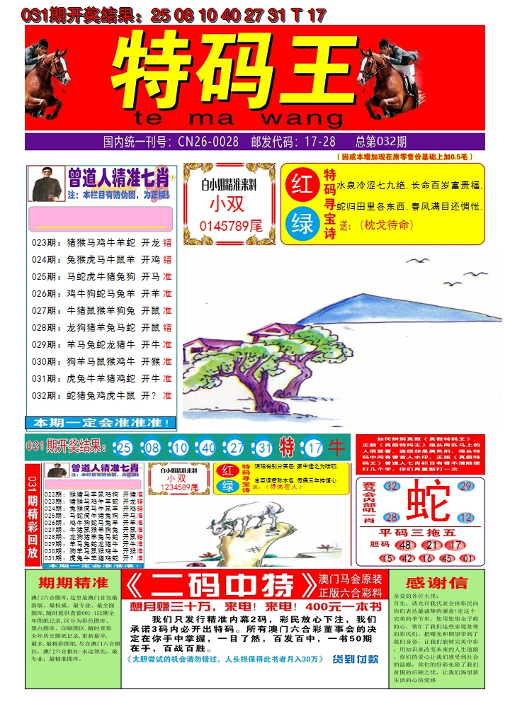 2025032期澳门特码王A