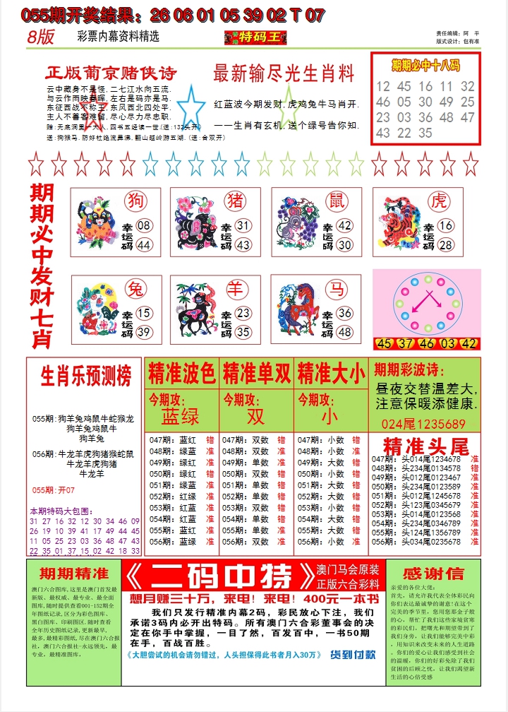 2025056期澳门特码王B