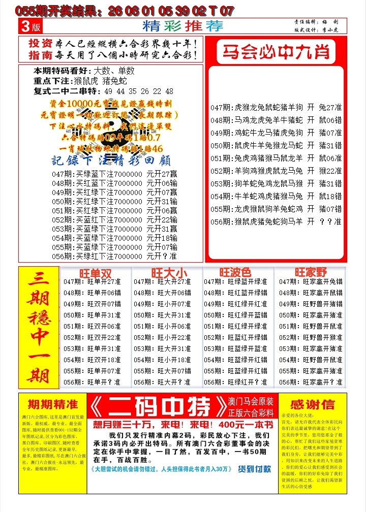 2025056期澳门开门红B