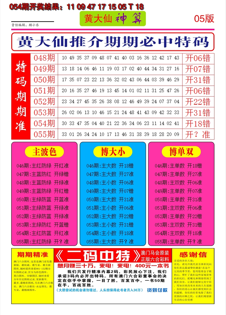 2025055期黄大仙神算D