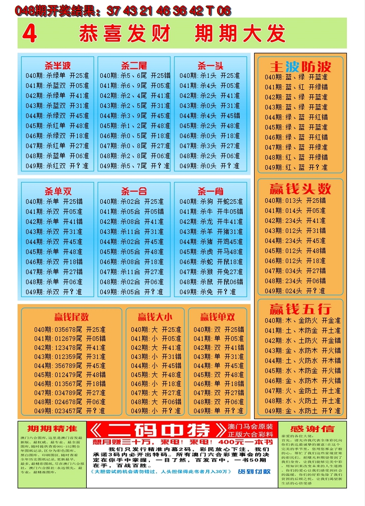 2025049期澳门黄金屋C