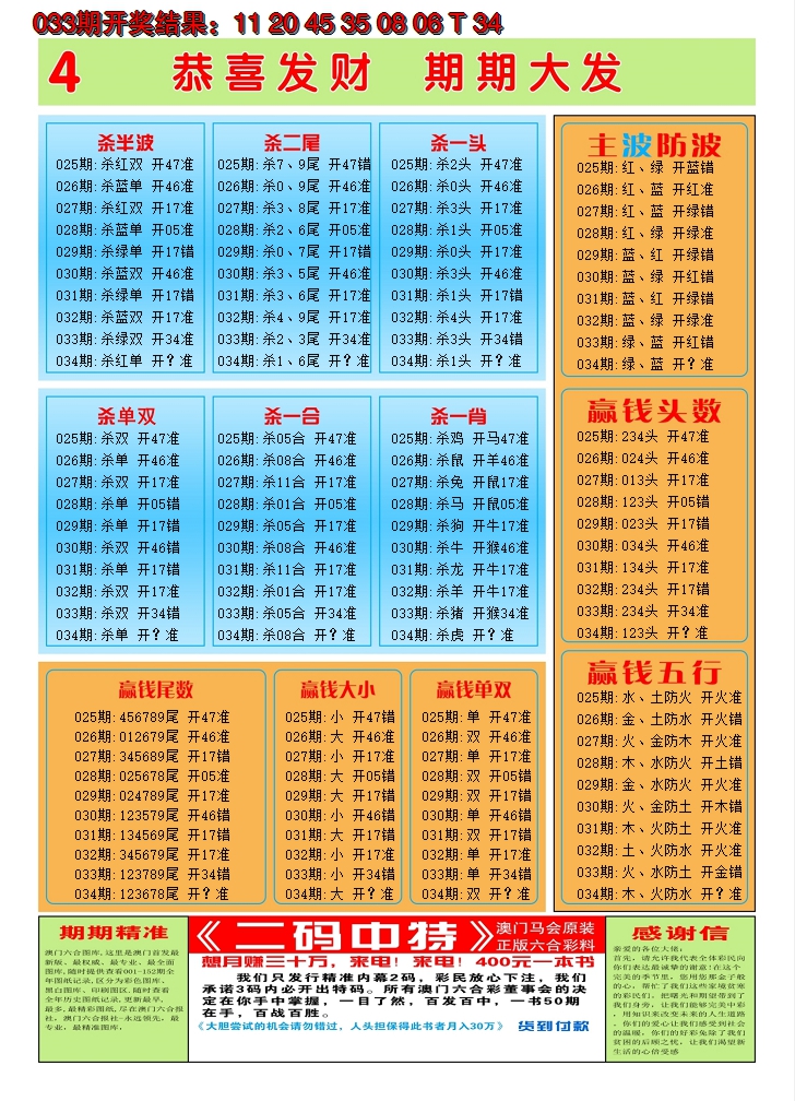 2025034期澳门黄金屋C