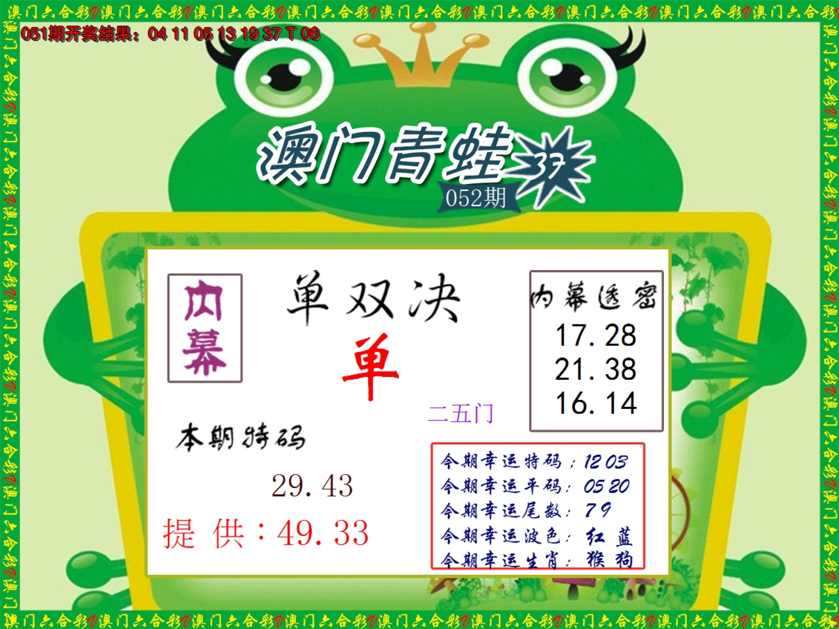 2025052期青蛙系列50