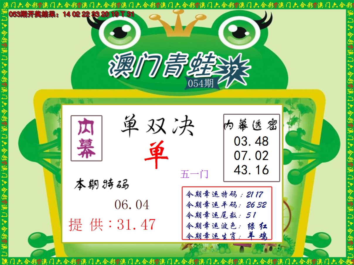 2025054期青蛙系列50