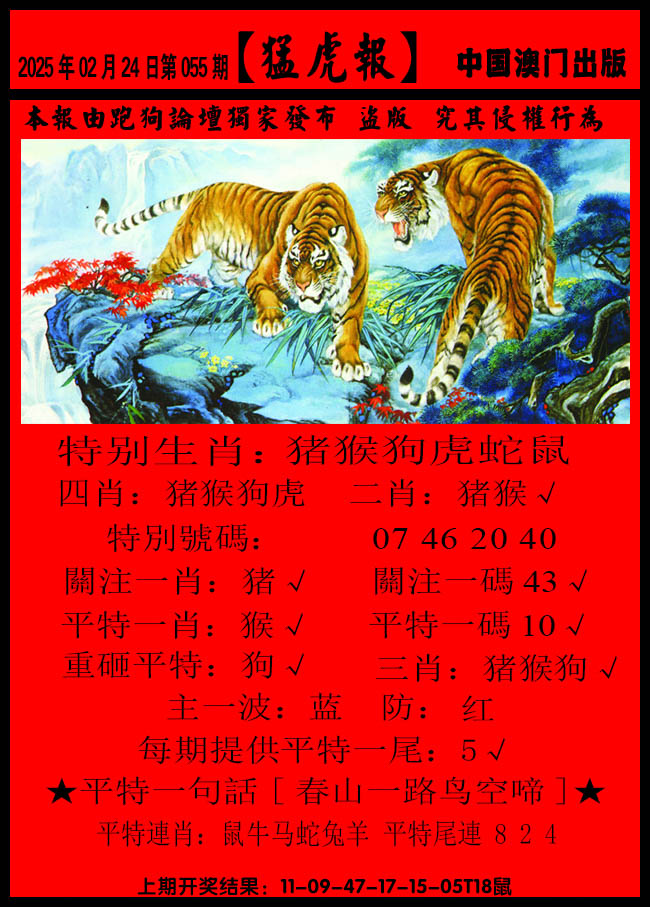 2025055期猛虎报B