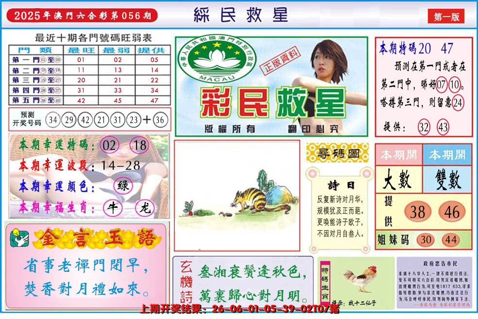 2025056期澳门彩民救星