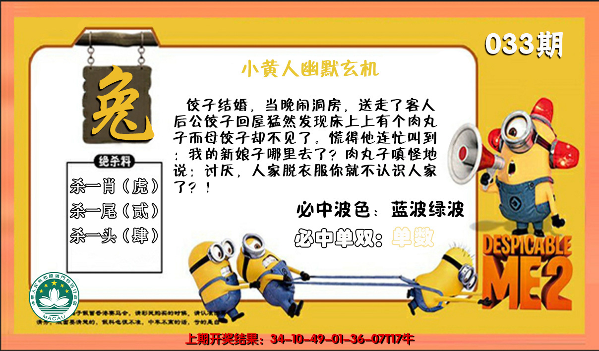 2025033期小黄人幽默玄机