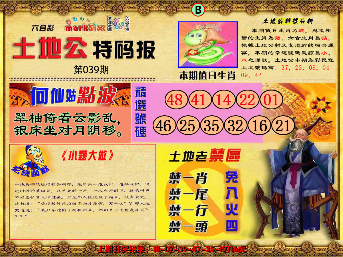 2025039期土地公特码报B