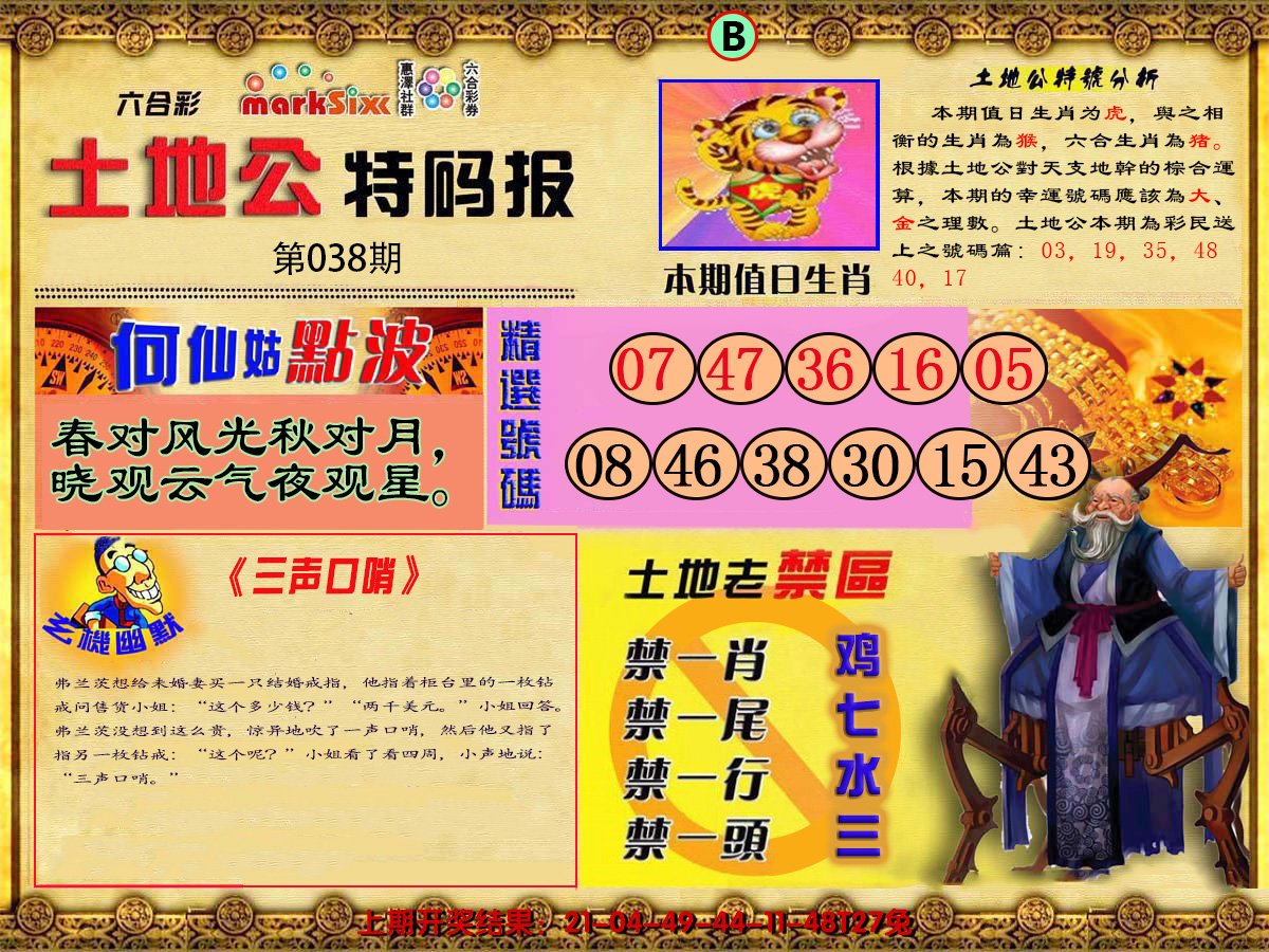2025038期土地公特码报B