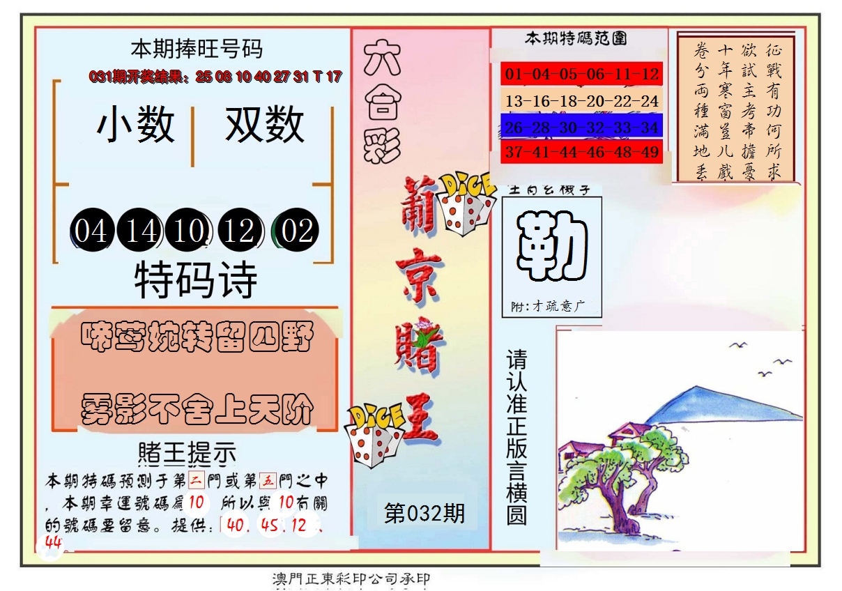 2025032期葡京赌王彩