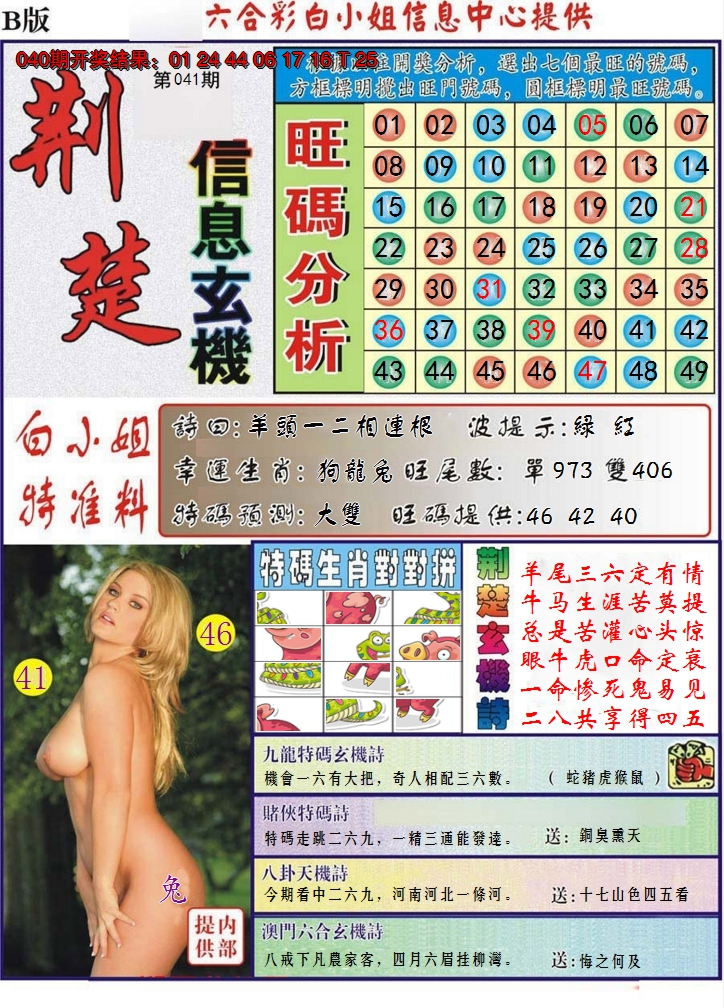 2025041期荆楚信息玄机B