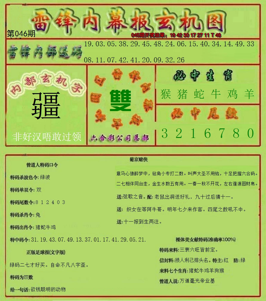2025046期雷锋玄机报