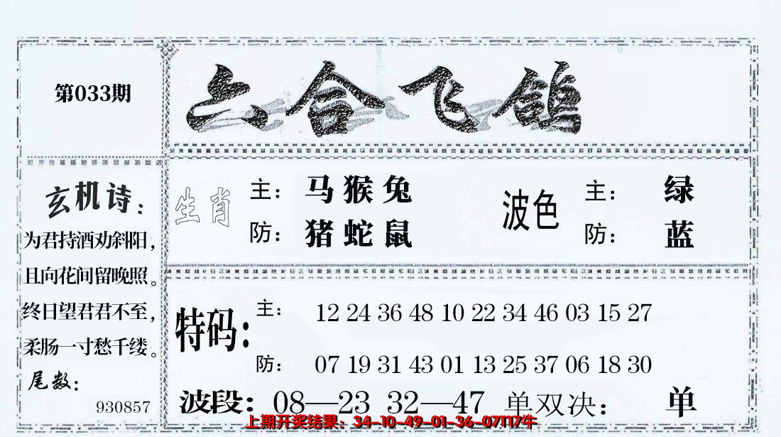 2025033期六合飞鸽