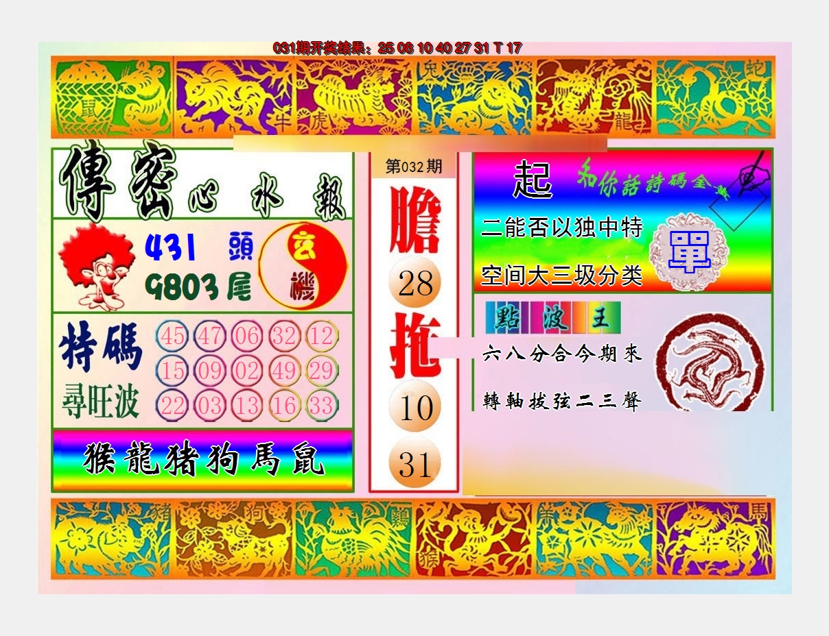 2025032期传密心水报
