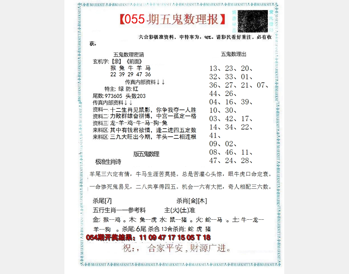 2025055期五鬼数理报