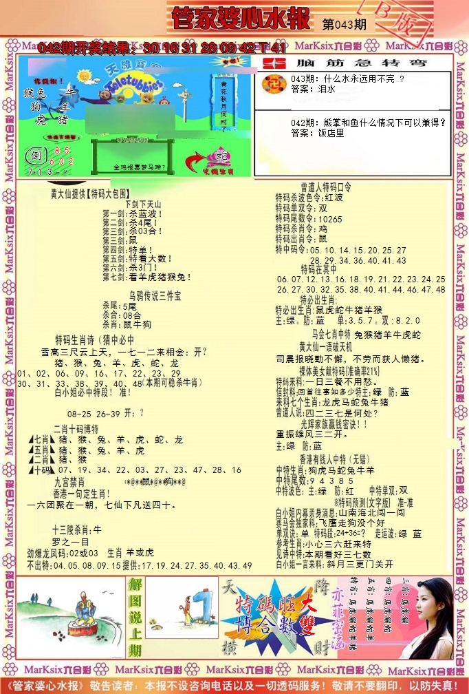 2025043期管家婆心水报B