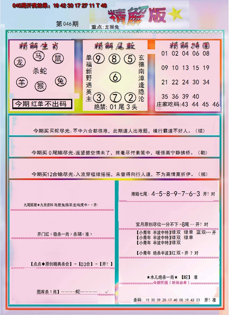 2025046期精解版