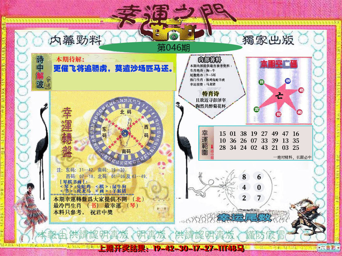 2025046期幸运之门