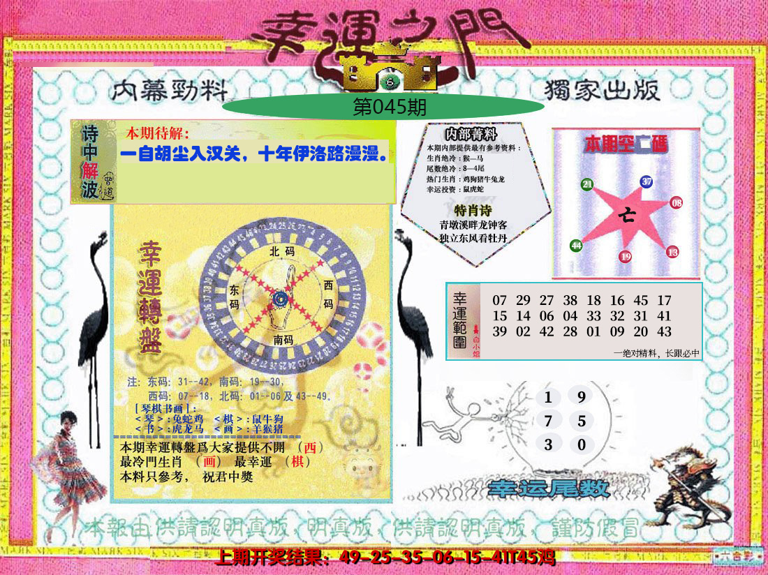 2025045期幸运之门