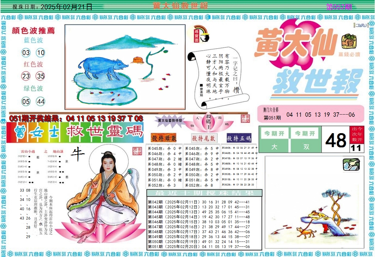 2025052期黄大仙救世A