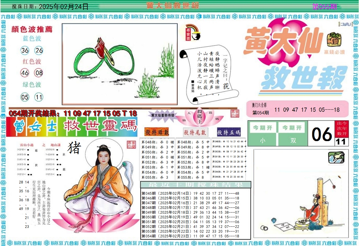 2025055期黄大仙救世A