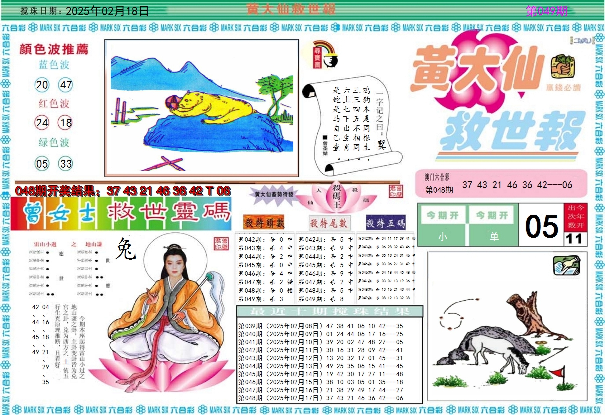2025049期黄大仙救世A