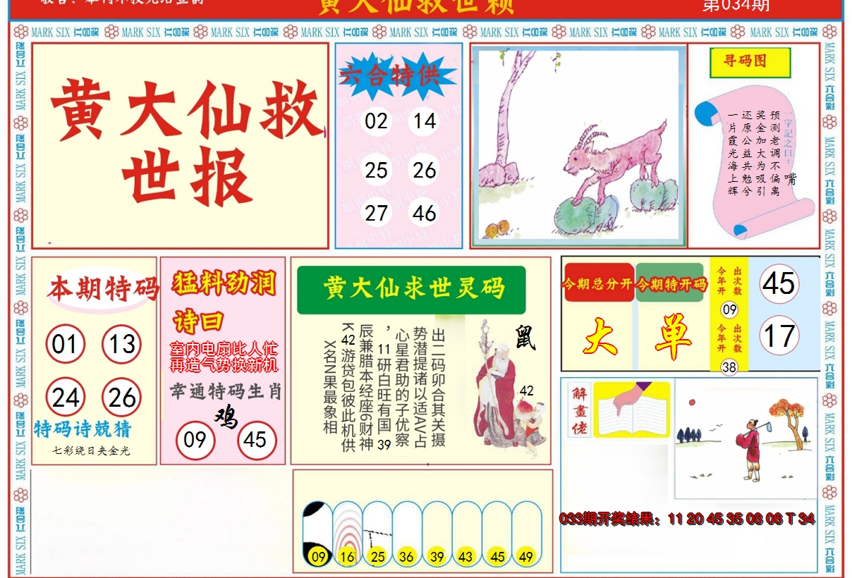 2025034期新黄大仙救世A