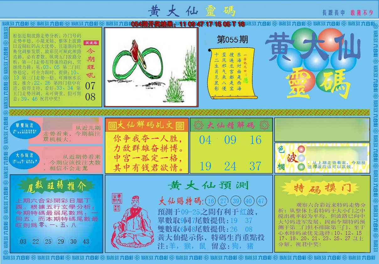 2025055期黄大仙灵码A