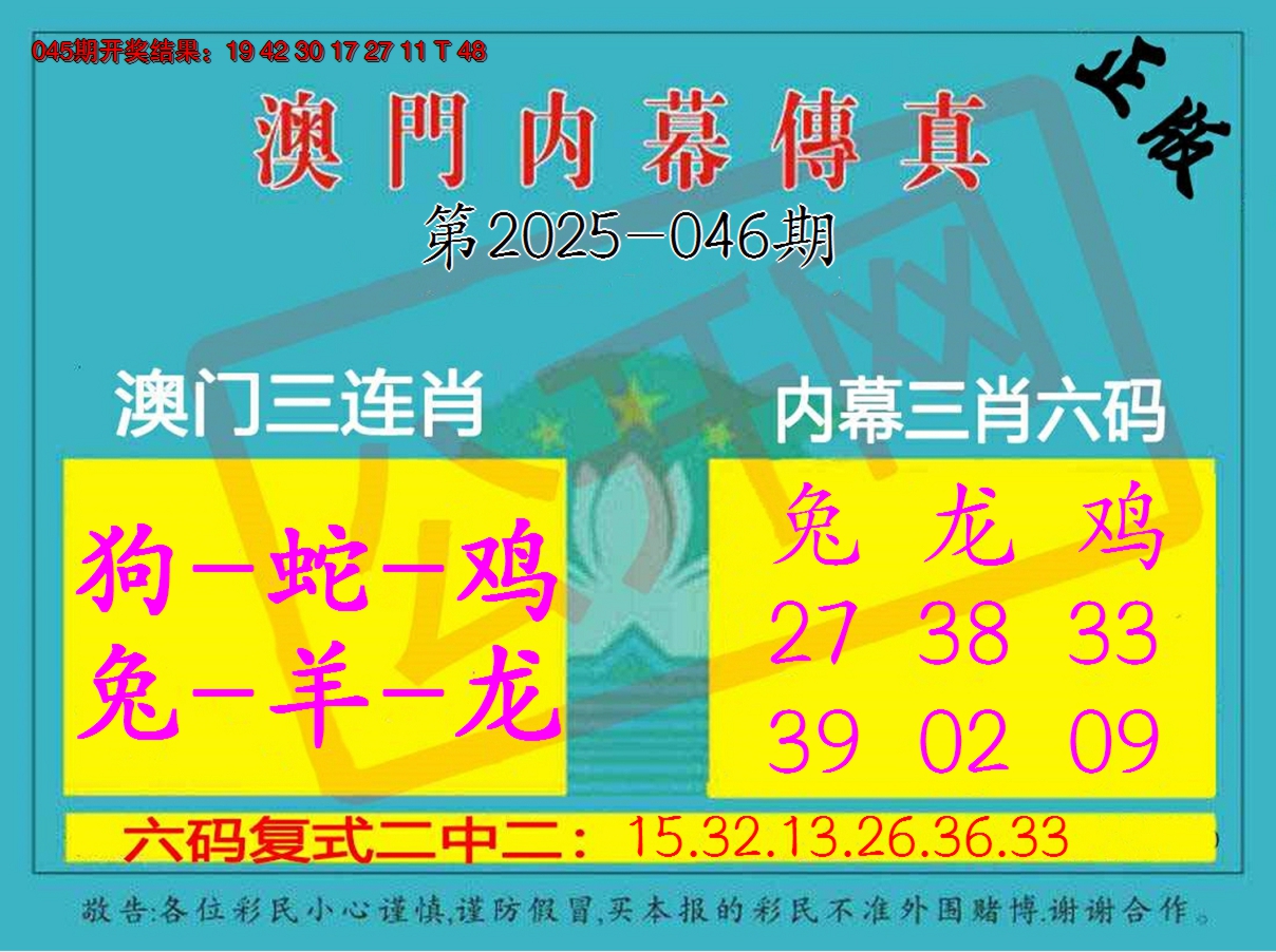 2025046期内幕传真三肖版