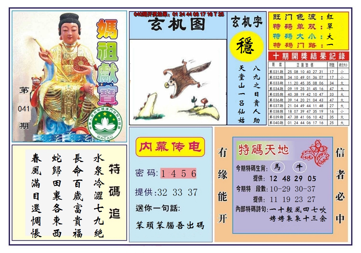 2025041期马祖献宝