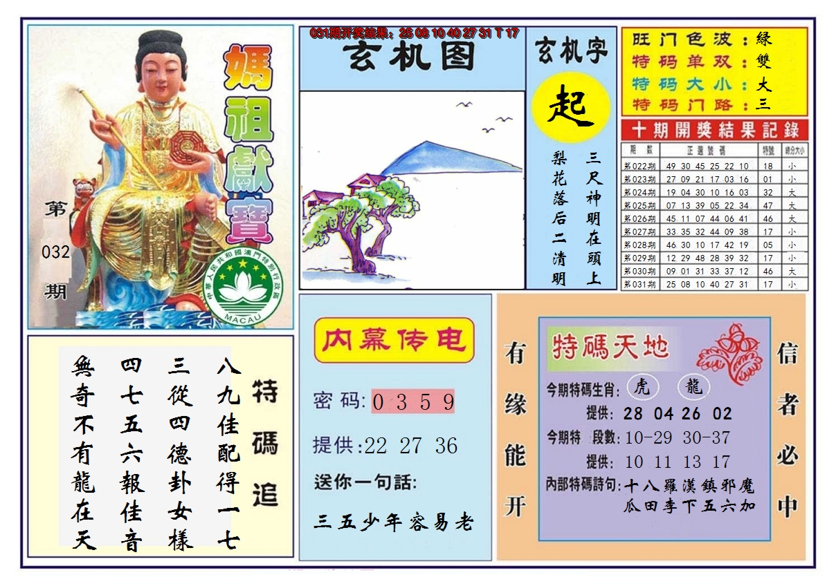 2025032期马祖献宝