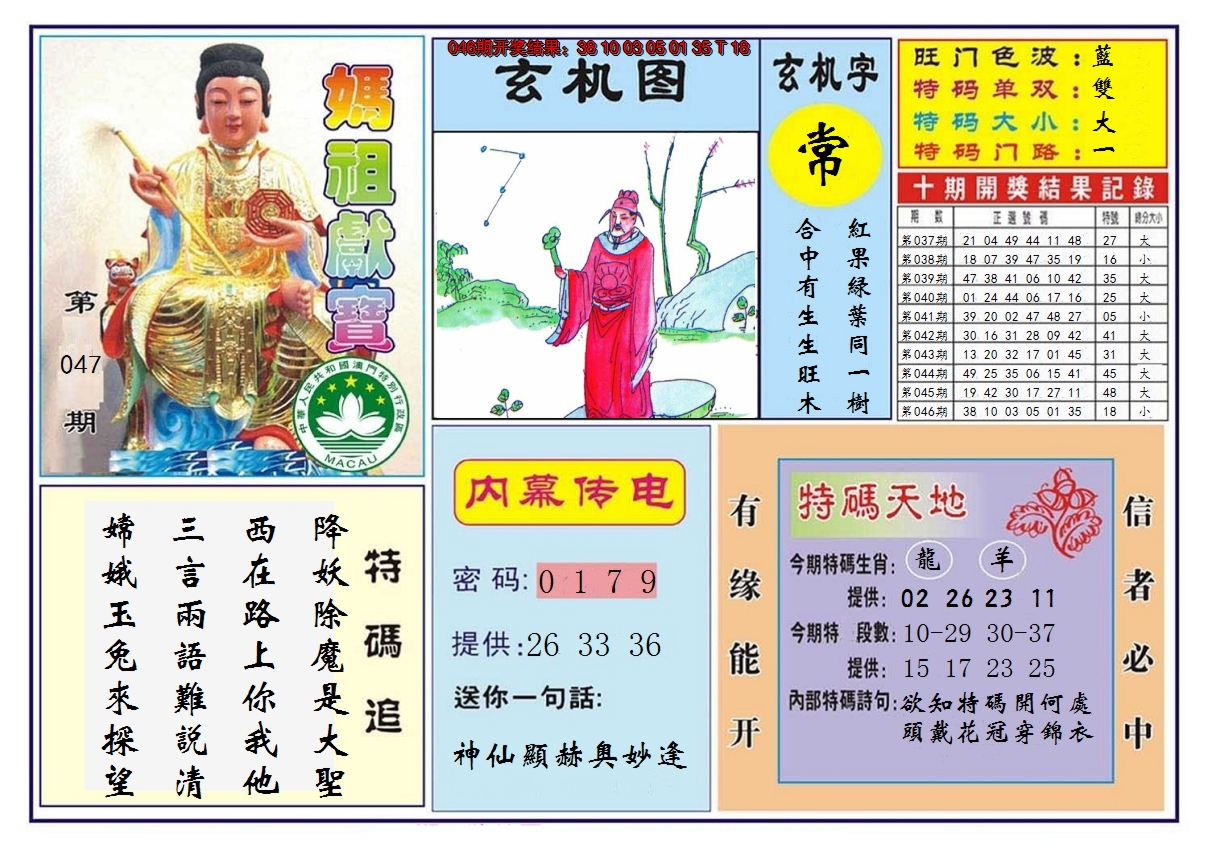 2025047期马祖献宝