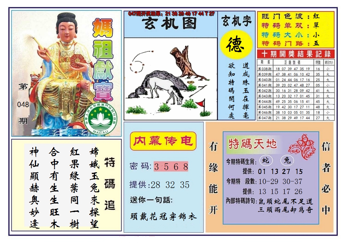 2025048期马祖献宝