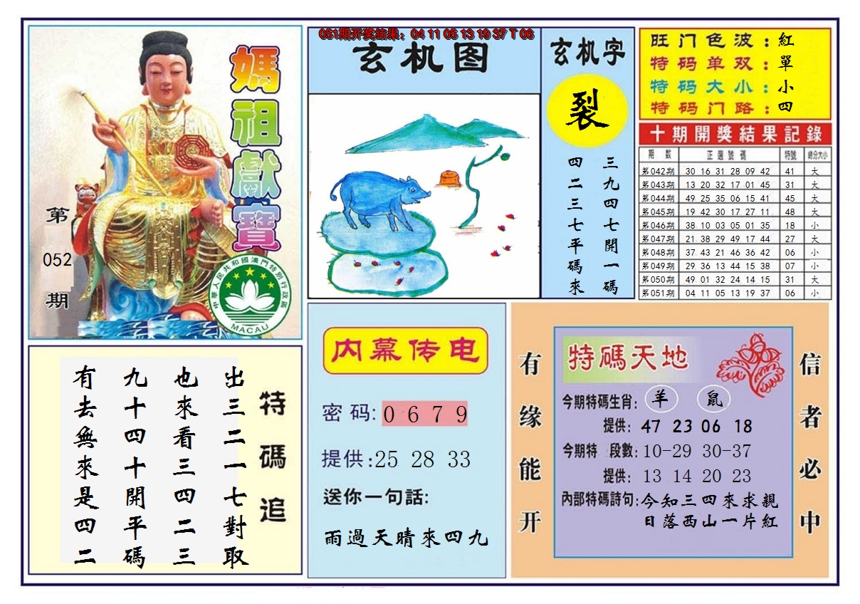 2025052期马祖献宝