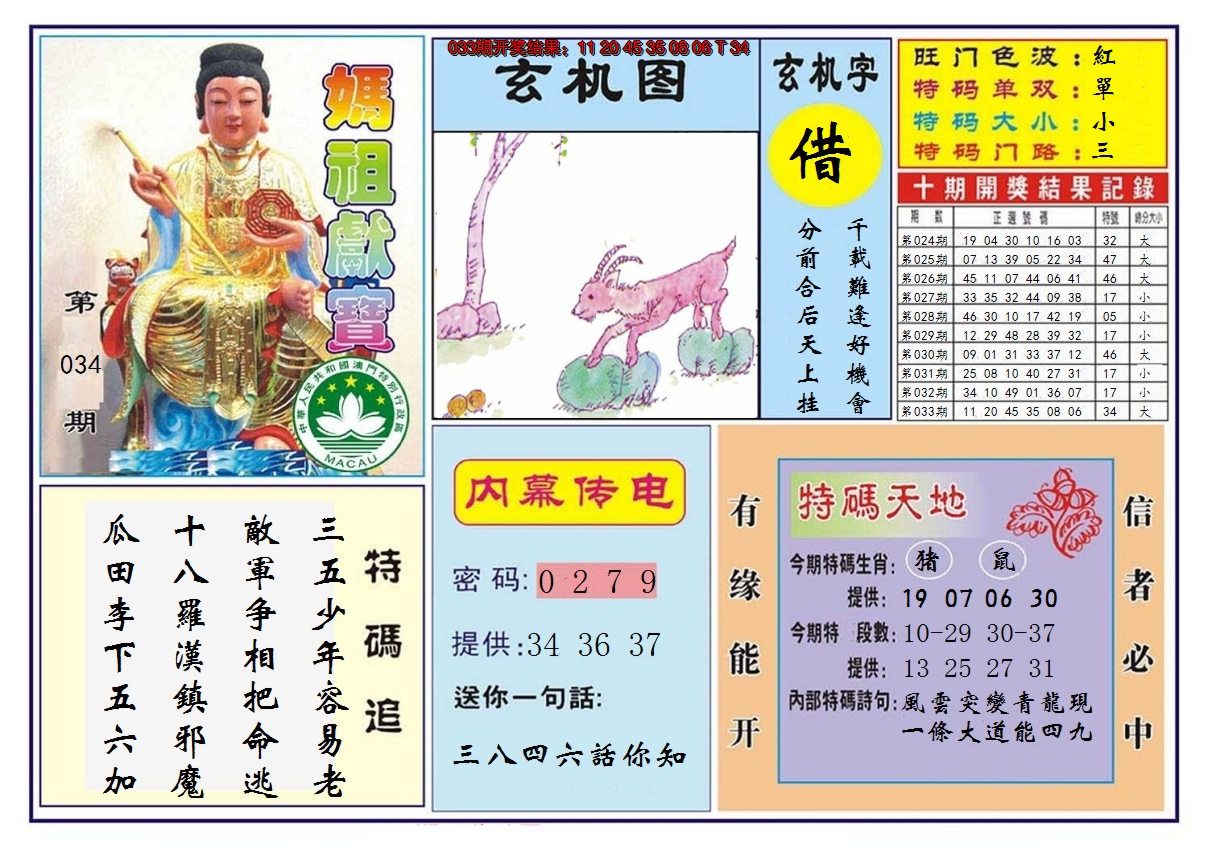 2025034期马祖献宝