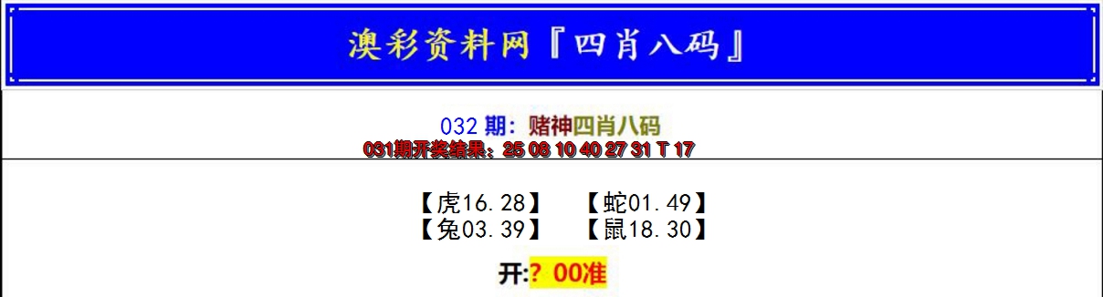 2025032期赌神四肖八码