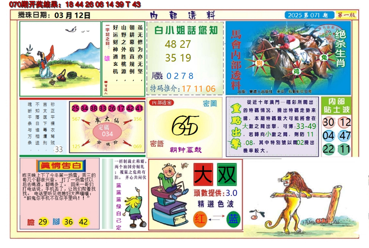 2025071期澳门内部透料A