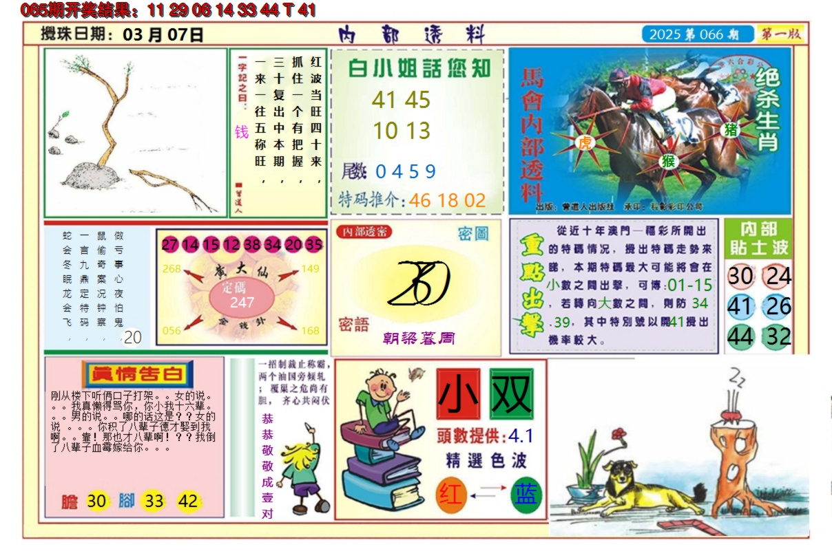 2025066期澳门内部透料A