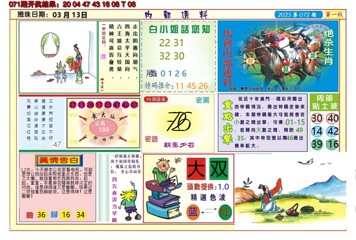 2025072期澳门内部透料A