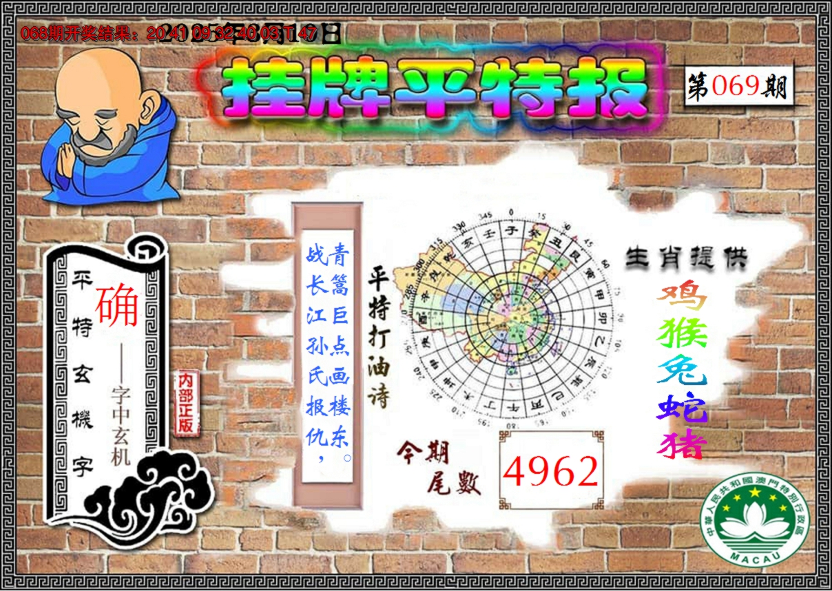 2025069期澳门挂牌平特