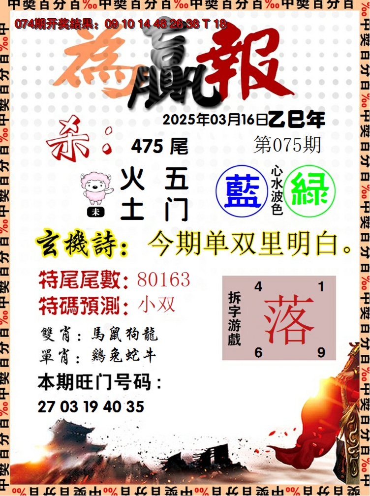 2025075期为赢报