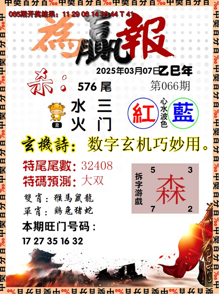 2025066期为赢报