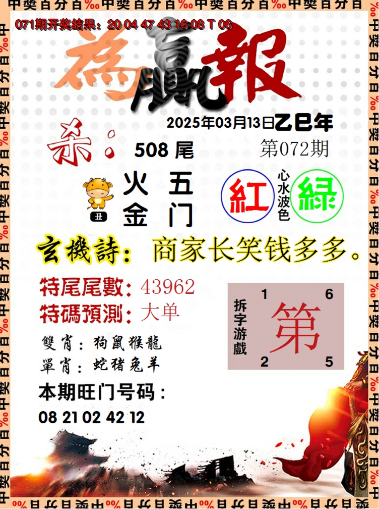2025072期为赢报