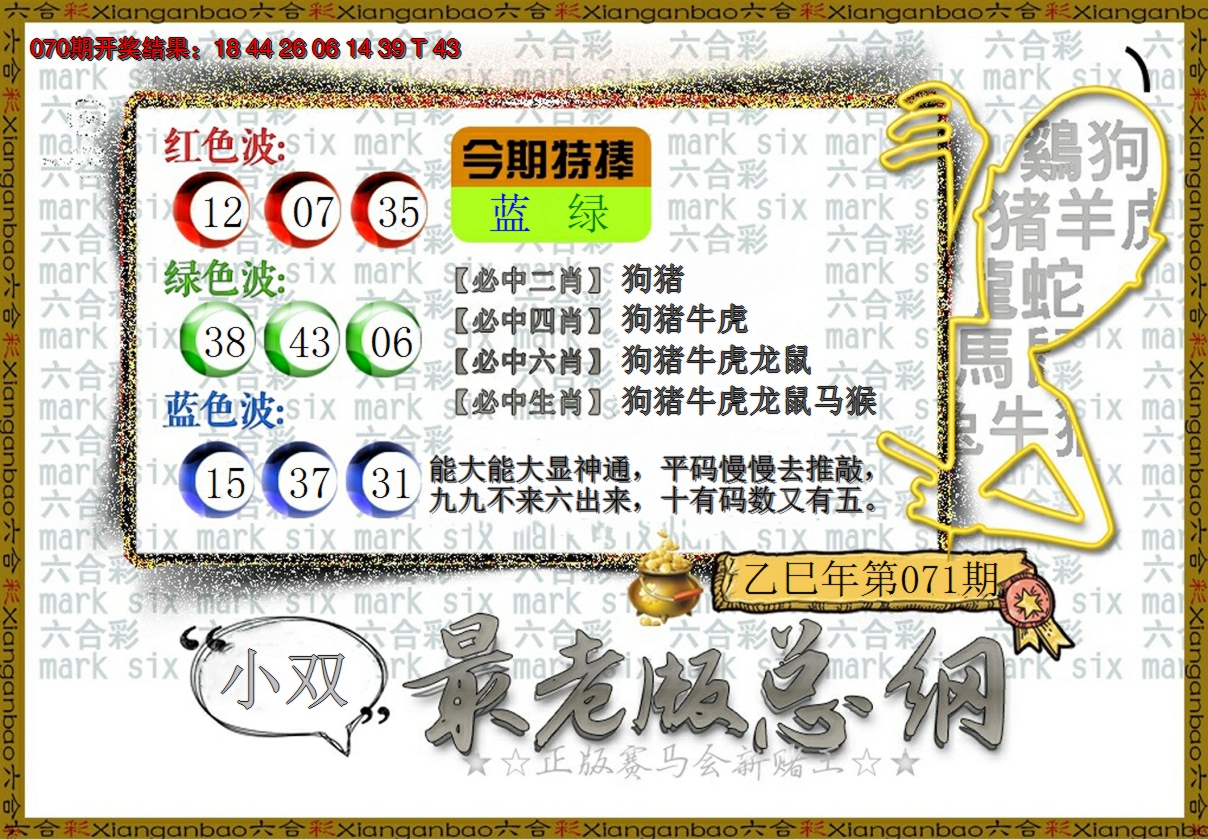 2025071期最老版总纲