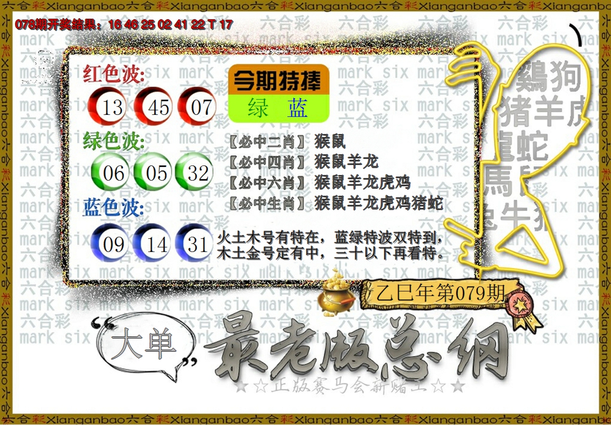2025079期最老版总纲