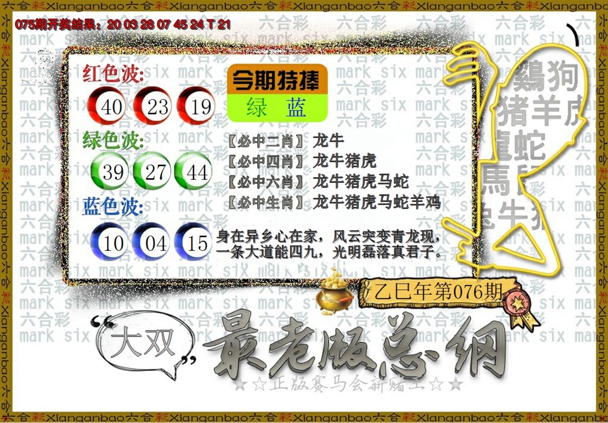 2025076期最老版总纲