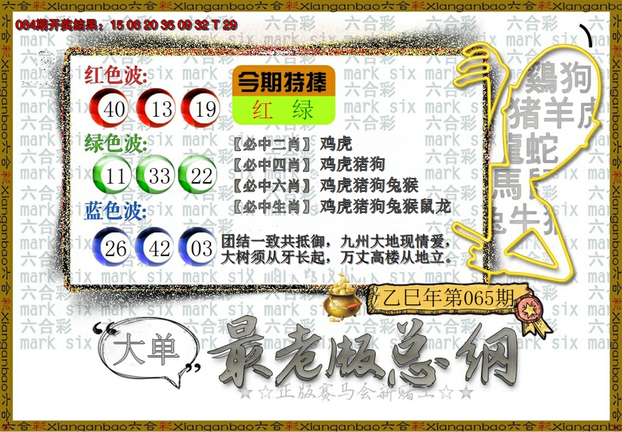 2025065期最老版总纲